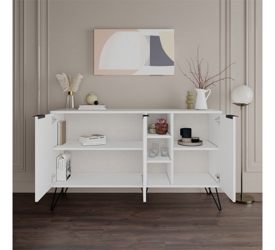 Μπουφές Clara λευκό 142x35.5x83εκ Υλικό: CLIPBOARD 18mm WITH MELAMINE - METAL 119-001133 Μπουφές Clara λευκό 142x35.5x83εκ Υλικό: CLIPBOARD 18mm WITH MELAMINE - METAL 119-001133