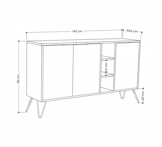 Μπουφές Clara λευκό 142x35.5x83εκ Υλικό: CLIPBOARD 18mm WITH MELAMINE - METAL 119-001133 Μπουφές Clara λευκό 142x35.5x83εκ Υλικό: CLIPBOARD 18mm WITH MELAMINE - METAL 119-001133