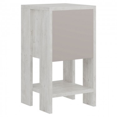 Κομοδίνο Ema χρώμα λευκό antique-μόκα 30x30x55εκ Υλικό: CLIPBOARD 18mm  WITH MELAMINE 119-001134