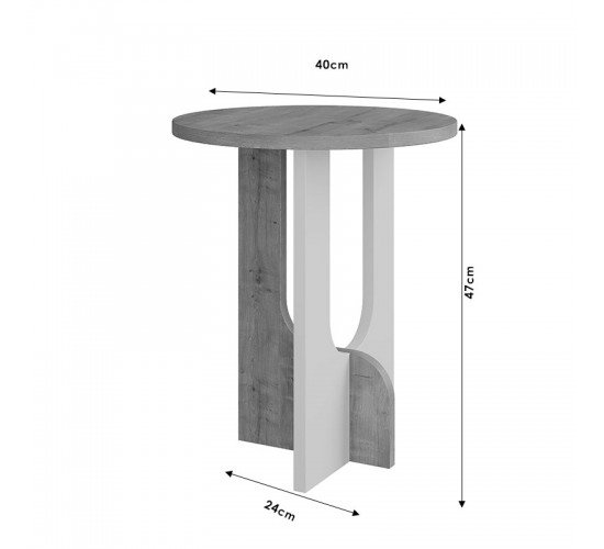 Βοηθητικό τραπέζι Luna φυσικό-λευκό Φ40x47εκ Υλικό: CLIPBOARD 18mm WITH MELAMINE COATING 119-001161