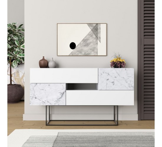 Μπουφές Roberta μελαμίνης λευκό μαρμάρου 145x40x82εκ Υλικό: CHIPBOARD WITH MELAMINE COATING 18mm - METAL 119-001195 Μπουφές Roberta μελαμίνης λευκό μαρμάρου 145x40x82εκ Υλικό: CHIPBOARD WITH MELAMINE COATING 18mm - METAL 119-001195