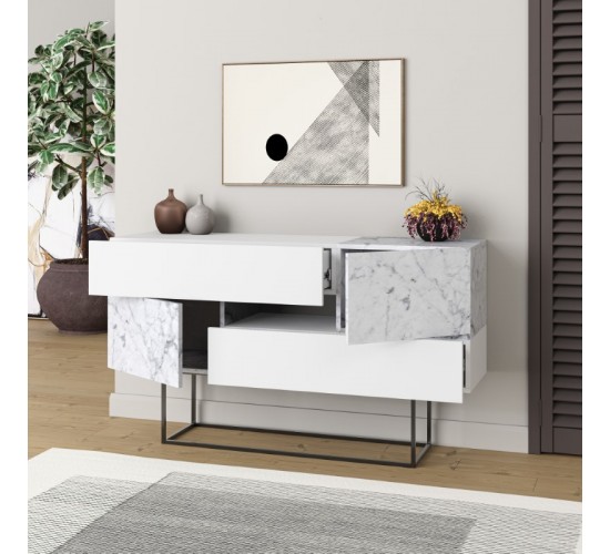 Μπουφές Roberta μελαμίνης λευκό μαρμάρου 145x40x82εκ Υλικό: CHIPBOARD WITH MELAMINE COATING 18mm - METAL 119-001195 Μπουφές Roberta μελαμίνης λευκό μαρμάρου 145x40x82εκ Υλικό: CHIPBOARD WITH MELAMINE COATING 18mm - METAL 119-001195