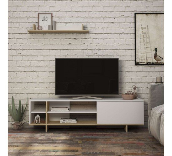 Σύνθετο σαλονιού Saloon σε λευκή-oak απόχρωση 160x35.5x44εκ Υλικό: CHIPBOARD WITH MELAMINE COATING 119-001227 Σύνθετο σαλονιού Saloon σε λευκή-oak απόχρωση 160x35.5x44εκ Υλικό: CHIPBOARD WITH MELAMINE COATING 119-001227