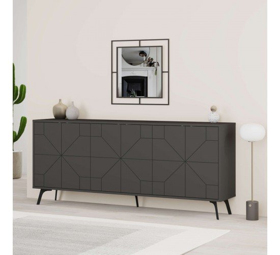 Μπουφές Dune σε ανθρακί απόχρωση 181x35x77.4εκ Υλικό: CHIPBOARD WITH MELAMINE COATING-METAL LEGS 119-001231 Μπουφές Dune σε ανθρακί απόχρωση 181x35x77.4εκ Υλικό: CHIPBOARD WITH MELAMINE COATING-METAL LEGS 119-001231