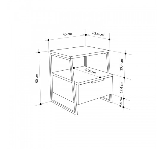 Κομοδίνο Johana μαύρο-λευκό 45x40x50εκ Υλικό: CHIPBOARD WITH MELAMINE COATING 18mm - METAL 119-001234 Κομοδίνο Johana μαύρο-λευκό 45x40x50εκ Υλικό: CHIPBOARD WITH MELAMINE COATING 18mm - METAL 119-001234