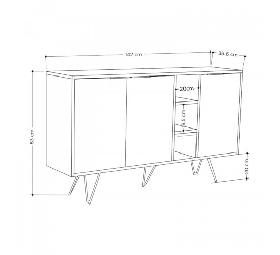 Μπουφές Clara σε μόκα-ανθρακί απόχρωση 142x35,6x83εκ Υλικό: CLIPBOARD 18mm WITH MELAMINE - METAL 119-001235 Μπουφές Clara σε μόκα-ανθρακί απόχρωση 142x35,6x83εκ Υλικό: CLIPBOARD 18mm WITH MELAMINE - METAL 119-001235
