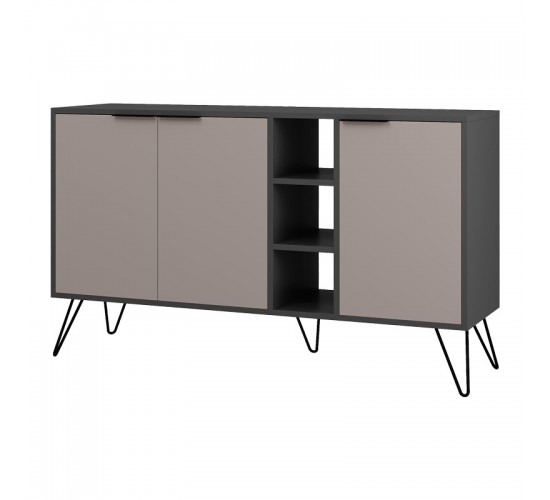 Μπουφές Clara σε μόκα-ανθρακί απόχρωση 142x35,6x83εκ Υλικό: CLIPBOARD 18mm WITH MELAMINE - METAL 119-001235 Μπουφές Clara σε μόκα-ανθρακί απόχρωση 142x35,6x83εκ Υλικό: CLIPBOARD 18mm WITH MELAMINE - METAL 119-001235