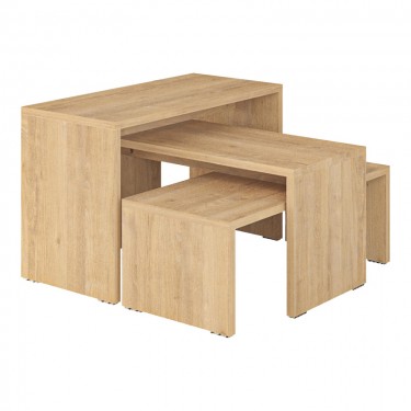 Τραπέζια σαλονιού Kantar σετ 3τεμ σε φυσική απόχρωση 65x30x39εκ Υλικό: CHIPBOARD WITH MELAMINE COATING-METAL LEGS 119-001239