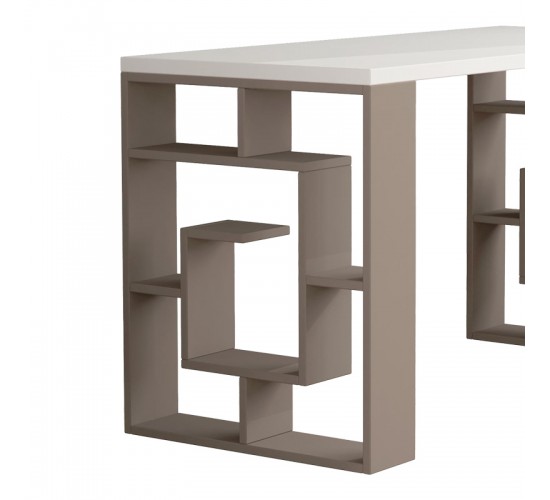 Γραφείο Labirent χρώμα λευκό-μόκα 140x60x75εκ Υλικό: CLIPBOARD 18mm with MELAMINE 119-001242 Γραφείο Labirent χρώμα λευκό-μόκα 140x60x75εκ Υλικό: CLIPBOARD 18mm with MELAMINE 119-001242