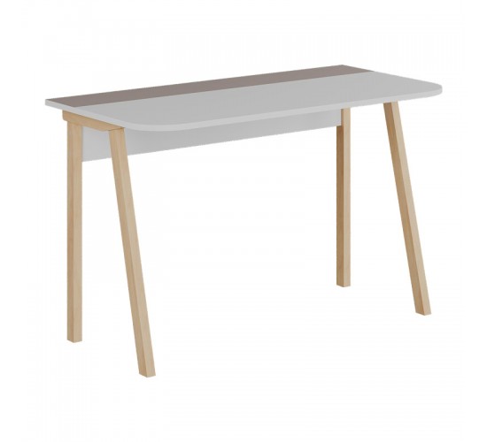 Γραφείο Malia λευκό-μόκα και πόδι σε φυσική απόχρωση 120x60.5x75εκ Υλικό: CLIPBOARD 18mm WITH MELAMINE COATING 119-001247