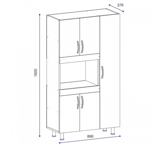 Ντουλάπα κουζίνας Defne χρώμα λευκό-καρυδί  89x37.5x160εκ Υλικό: CLIPBOARD WITH MELAMINE 18mm. 120-000003