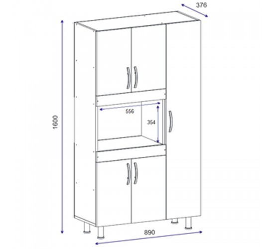 Ντουλάπα κουζίνας Defne χρώμα λευκό-καρυδί 89x37.5x160εκ Υλικό: CLIPBOARD WITH MELAMINE 18mm. 120-000003