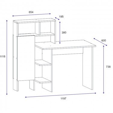Γραφείο με βιβλιοθήκη Slate χρώμα λευκό-φυσικό 120x60x112εκ Υλικό: CLIPBOARD WITH MELAMINE 18mm. 120-000022