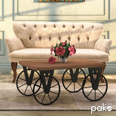 Τραπέζι σαλονιού Bike χρώμα μαύρο-καρυδί 85x55x41εκ Υλικό: CLIPBOARD WITH MELAMINE 30mm. 120-000049