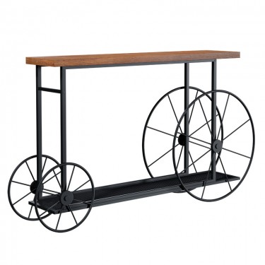 Κονσόλα Bike χρώμα μαύρο-καρυδί 148x28x85εκ Υλικό: CLIPBOARD WITH MELAMINE 40mm. 120-000051