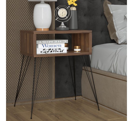 Κομοδίνο Naida καρυδί-μαύρο 45x30x59εκ Υλικό: CLIPBOARD WITH MELAMINE 18 mm - METAL 120-000140 Κομοδίνο Naida καρυδί-μαύρο 45x30x59εκ Υλικό: CLIPBOARD WITH MELAMINE 18 mm - METAL 120-000140
