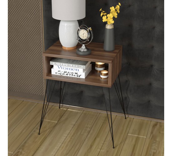 Κομοδίνο Naida καρυδί-μαύρο 45x30x59εκ Υλικό: CLIPBOARD WITH MELAMINE 18 mm - METAL 120-000140 Κομοδίνο Naida καρυδί-μαύρο 45x30x59εκ Υλικό: CLIPBOARD WITH MELAMINE 18 mm - METAL 120-000140