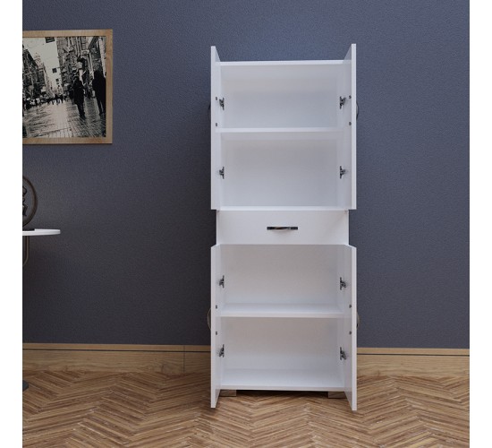 Ντουλάπα-στήλη Milou λευκό 59x34.5x140εκ Υλικό: CLIPBOARD WITH MELAMINE COATING 120-000196