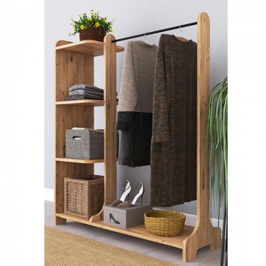 Έπιπλο εισόδου Renesme ανοιχτό καρυδί 106x35x128εκ Υλικό: CLIPBOARD WITH MELAMINE COATING 120-000202