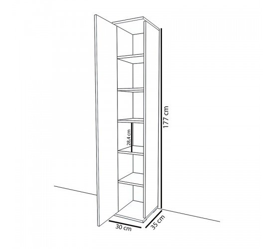 Ντουλάπι-στήλη Juan λευκό 30x35x177εκ Υλικό: CHIPBOARD WITH MELAMINE COATING 120-000238