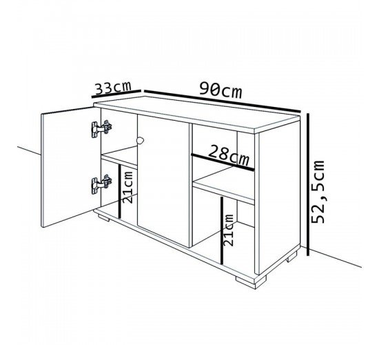 Έπιπλο εισόδου Deril λευκό-sonoma 90x33x52.5εκ Υλικό: CLIPBOARD WITH MELAMINE COATING 120-000278 Έπιπλο εισόδου Deril λευκό-sonoma 90x33x52.5εκ Υλικό: CLIPBOARD WITH MELAMINE COATING 120-000278