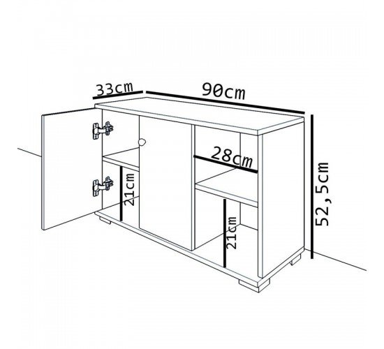 Έπιπλο εισόδου Deril λευκό-sonoma 90x33x52.5εκ Υλικό: CLIPBOARD WITH MELAMINE COATING 120-000278