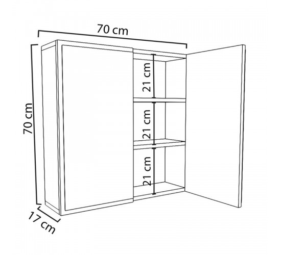 Καθρέπτης μπάνιου Poliana λευκό 70x17x70εκ Υλικό: CLIPBOARD WITH MELAMINE COATING - GLASS 120-000287