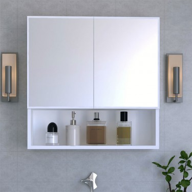 Ντουλάπι μπάνιου με καθρέπτη Zante λευκό 70x17x70εκ Υλικό: CLIPBOARD WITH MELAMINE COATING - GLASS 120-000288