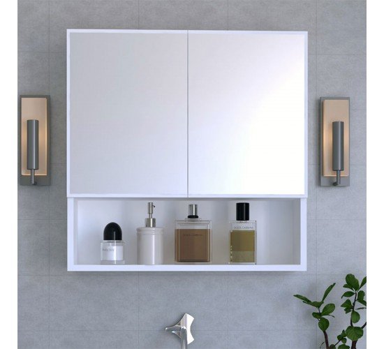 Καθρέπτης μπάνιου Zante λευκό 70x17x70εκ Υλικό: CLIPBOARD WITH MELAMINE COATING - GLASS 120-000288