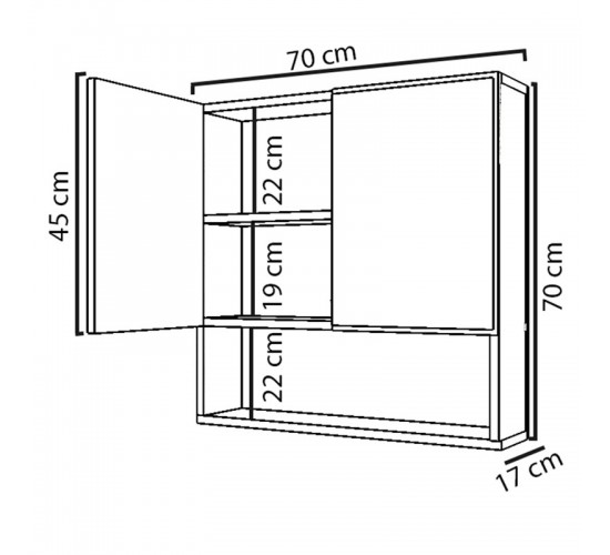 Καθρέπτης μπάνιου Zante λευκό 70x17x70εκ Υλικό: CLIPBOARD WITH MELAMINE COATING - GLASS 120-000288