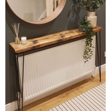 Κονσόλα Tetty καρυδί-μαύρο 90x14x75εκ Υλικό: WOOD - METAL 120-000306