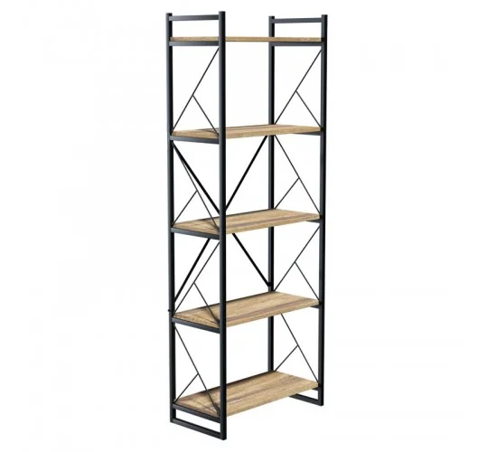 Βιβλιοθήκη Baker καρυδί-μαύρο 66x34x180εκ Υλικό: CHIPBOARD WITH MELAMINE COATING - METAL 120-000330 Βιβλιοθήκη Baker καρυδί-μαύρο 66x34x180εκ Υλικό: CHIPBOARD WITH MELAMINE COATING - METAL 120-000330