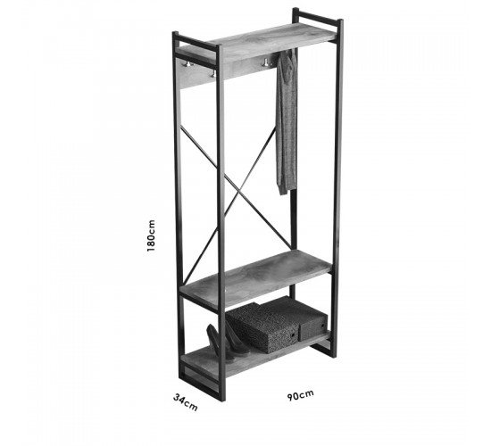 Έπιπλο εισόδου Baker καρυδί-μαύρο 90x34x180εκ Υλικό: CHIPBOARD WITH MELAMINE COATING - METAL 120-000335 Έπιπλο εισόδου Baker καρυδί-μαύρο 90x34x180εκ Υλικό: CHIPBOARD WITH MELAMINE COATING - METAL 120-000335