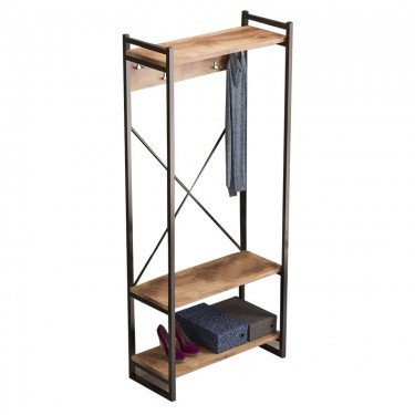 Έπιπλο εισόδου Baker καρυδί-μαύρο 90x34x180εκ Υλικό: CHIPBOARD WITH MELAMINE COATING - METAL 120-000335