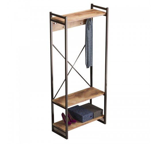 Έπιπλο εισόδου Baker καρυδί-μαύρο 90x34x180εκ Υλικό: CHIPBOARD WITH MELAMINE COATING - METAL 120-000335 Έπιπλο εισόδου Baker καρυδί-μαύρο 90x34x180εκ Υλικό: CHIPBOARD WITH MELAMINE COATING - METAL 120-000335