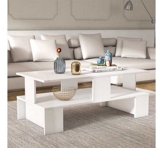 Τραπέζι σαλονιού Olly λευκό 120x60x47εκ Υλικό: CHIPBOARD WITH MELAMINE 120-000372