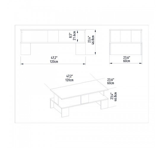 Τραπέζι σαλονιού Olly λευκό 120x60x47εκ Υλικό: CHIPBOARD WITH MELAMINE 120-000372