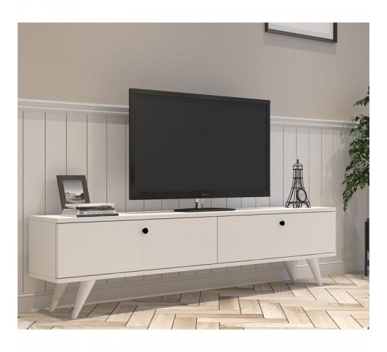 Έπιπλο τηλεόρασης Floxie μελαμίνης λευκό 160x25x35εκ Υλικό: 100%  MELAMINE COATED PARTICLE BOARD - 18mm thickness 120-000388