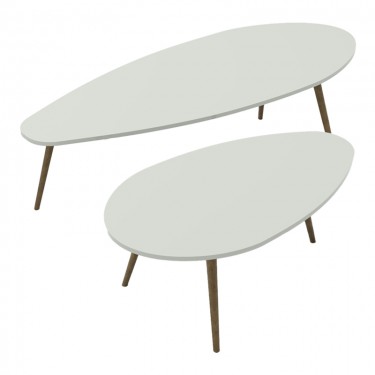 Τραπέζι σαλονιού Monty 2 τεμ. σε απόχρωση λευκό-φυσικό 116x46x6εκ Υλικό: CLIPBOARD WITH MELAMINE COATING 120-000417