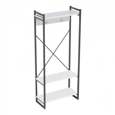 Έπιπλο εισόδου με κρεμάστρα Baker μαύρο μέταλλο και μελαμίνη σε λευκή απόχρωση 90x34x180εκ Υλικό: CLIPBOARD WITH MELAMINE 120-000469