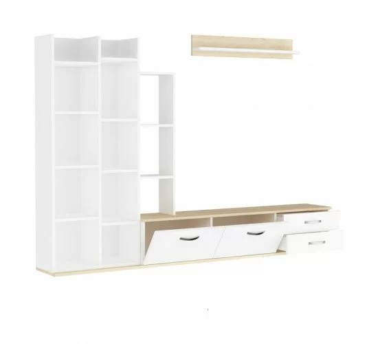 Σύνθεση σαλονιού Leman σε λευκή-oak απόχρωση 240x35x154εκ Υλικό: CLIPBOARD WITH MELAMINE 120-000488 Σύνθεση σαλονιού Leman σε λευκή-oak απόχρωση 240x35x154εκ Υλικό: CLIPBOARD WITH MELAMINE 120-000488