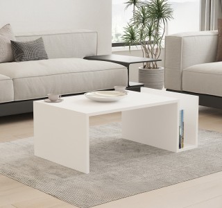 Τραπέζι σαλονιού Poko σε λευκή απόχρωση 86.8x50x32,4εκ Υλικό: CHIPBOARD MELAMINE COATED 18mm 120-000504