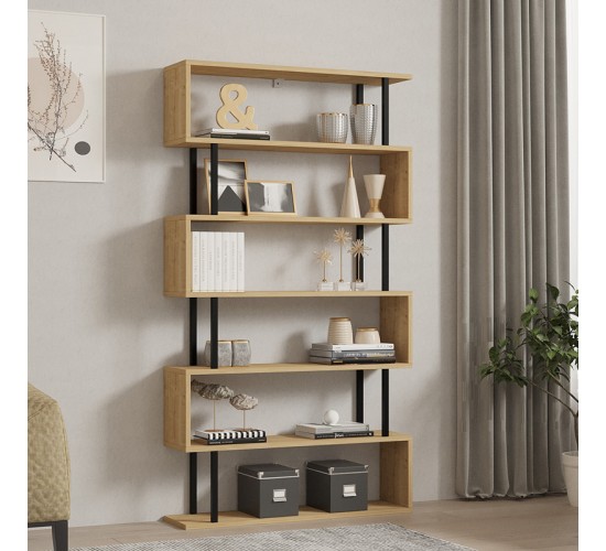 Βιβλιοθήκη Ziza σε oak απόχρωση 90x22x162.6εκ Υλικό: MELAMINE COATED PARTICLE BOARD 18mm. 120-000518 Βιβλιοθήκη Ziza σε oak απόχρωση 90x22x162.6εκ Υλικό: MELAMINE COATED PARTICLE BOARD 18mm. 120-000518