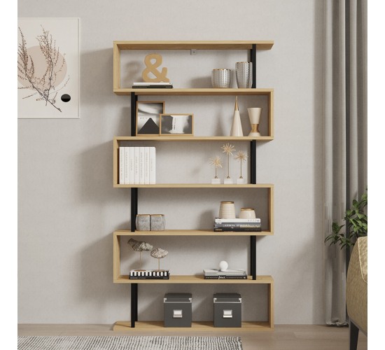 Βιβλιοθήκη Ziza σε oak απόχρωση 90x22x162.6εκ Υλικό: MELAMINE COATED PARTICLE BOARD 18mm. 120-000518 Βιβλιοθήκη Ziza σε oak απόχρωση 90x22x162.6εκ Υλικό: MELAMINE COATED PARTICLE BOARD 18mm. 120-000518