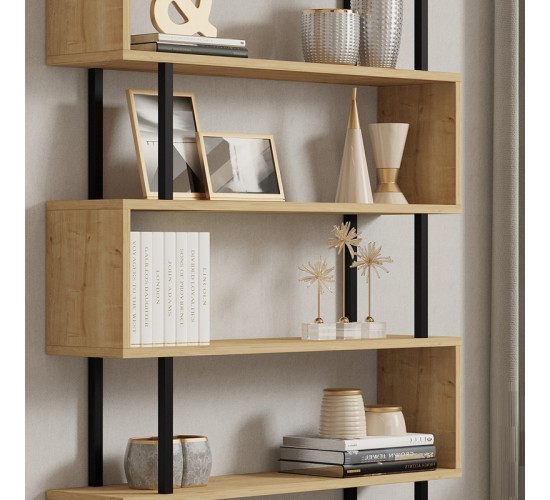 Βιβλιοθήκη Ziza σε oak απόχρωση 90x22x162.6εκ Υλικό: MELAMINE COATED PARTICLE BOARD 18mm. 120-000518 Βιβλιοθήκη Ziza σε oak απόχρωση 90x22x162.6εκ Υλικό: MELAMINE COATED PARTICLE BOARD 18mm. 120-000518