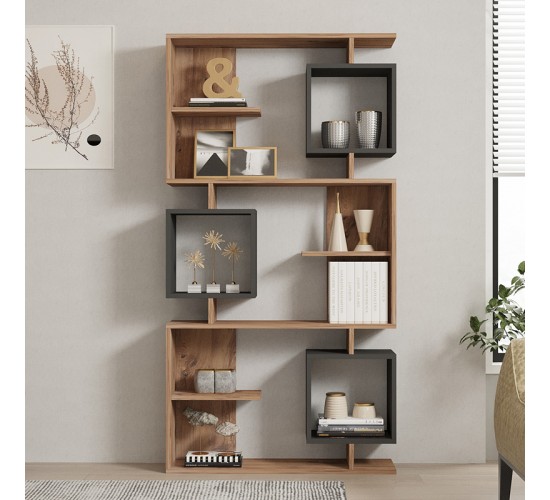 Βιβλιοθήκη Cubix σε sonoma-ανθρακί απόχρωση 90x24,6x171,90εκ Υλικό: MELAMINE COATED PARTICLE BOARD 18mm. 120-000519 Βιβλιοθήκη Cubix σε sonoma-ανθρακί απόχρωση 90x24,6x171,90εκ Υλικό: MELAMINE COATED PARTICLE BOARD 18mm. 120-000519