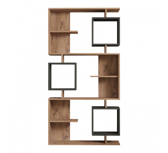 Βιβλιοθήκη Cubix σε sonoma-ανθρακί απόχρωση 90x24,6x171,90εκ Υλικό: MELAMINE COATED PARTICLE BOARD 18mm. 120-000519 Βιβλιοθήκη Cubix σε sonoma-ανθρακί απόχρωση 90x24,6x171,90εκ Υλικό: MELAMINE COATED PARTICLE BOARD 18mm. 120-000519