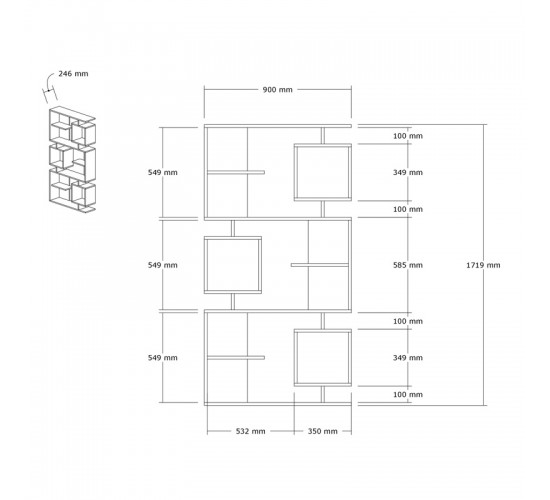 Βιβλιοθήκη Cubix σε sonoma-ανθρακί απόχρωση 90x24,6x171,90εκ Υλικό: MELAMINE COATED PARTICLE BOARD 18mm. 120-000519 Βιβλιοθήκη Cubix σε sonoma-ανθρακί απόχρωση 90x24,6x171,90εκ Υλικό: MELAMINE COATED PARTICLE BOARD 18mm. 120-000519