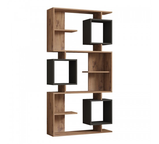 Βιβλιοθήκη Cubix σε sonoma-ανθρακί απόχρωση 90x24,6x171,90εκ Υλικό: MELAMINE COATED PARTICLE BOARD 18mm. 120-000519 Βιβλιοθήκη Cubix σε sonoma-ανθρακί απόχρωση 90x24,6x171,90εκ Υλικό: MELAMINE COATED PARTICLE BOARD 18mm. 120-000519