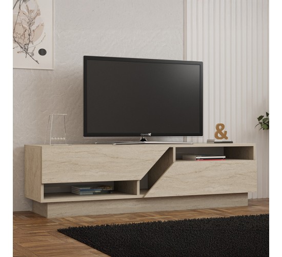 Έπιπλο τηλεόρασης Cogo σε όψη τραβερτίνας 160x40x45εκ Υλικό: MELAMINE COATED PARTICLE BOARD 18mm. 120-000543 Έπιπλο τηλεόρασης Cogo σε όψη τραβερτίνας 160x40x45εκ Υλικό: MELAMINE COATED PARTICLE BOARD 18mm. 120-000543